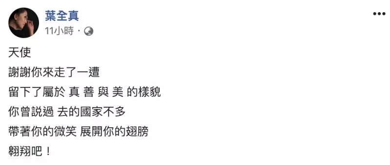 男星役期重傷身亡走了,葉全真悼念兒子謝謝你來走了一遭!