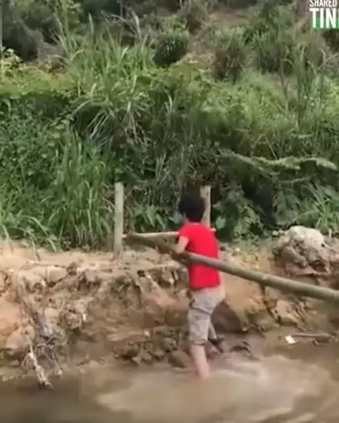 少年不忍心孩子們每天危險渡河,他竟順手「DIY出一整座橋」!成品讓大家全都看傻驚訝不已!