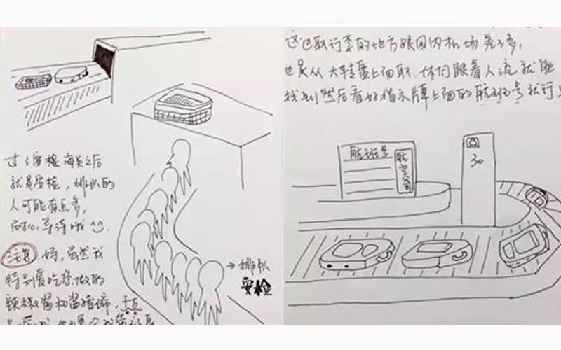 60歲爸媽第一次出國又不懂英文 女兒手繪10張「超狂出入境攻略圖」...網讚翻:太強了