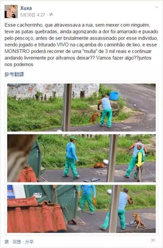 清潔員撞傷狗不救還狠心將狗丟進垃圾車壓死,殘忍的舉動讓人痛心