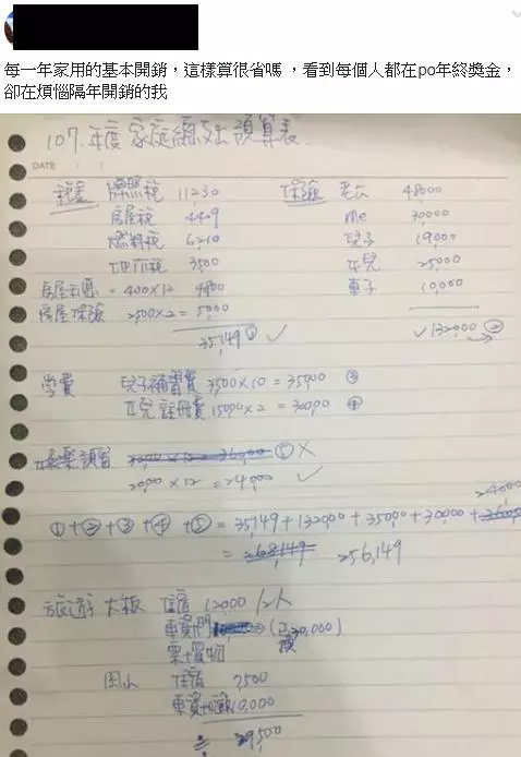 生活難過!他抱怨「年終領15萬不夠用」被嗆翻 公開「家庭基本開銷」大家鼻酸了