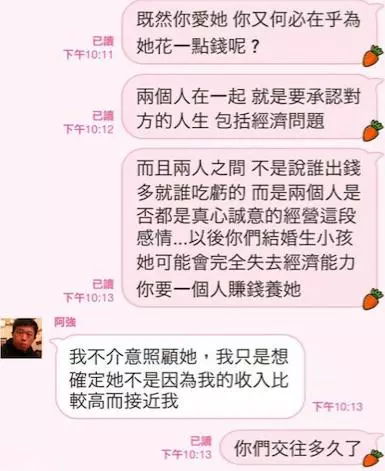 22k正妹女友應是「看上我的錢」!他自爆薪水讓網友全都in了