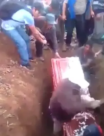 悲劇...工人搬運棺材突然「跌落」在棺材上,裡面屍體就這樣...家人無法接受當場淒厲痛哭