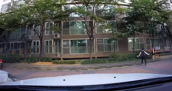南韓學生放學路上,小情侶「人行道上超嗨尬舞」被行車記錄器錄下來:長大後看到肯定要丟臉了XDD