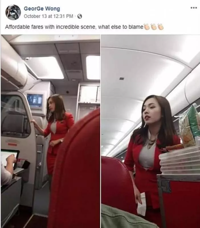 外國乘客投訴亞航空姐,彎腰露出「事業線」