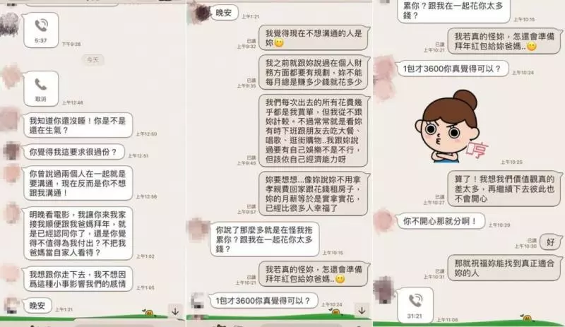 到女友家拜年包3600遭斥「喝喜酒」 他嘆價值觀不合放生
