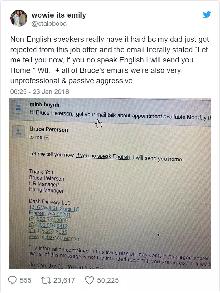 爸爸國外找工作被羞辱:「不會英文就滾」! 女兒討公道「讓他知道亞洲人厲害」公司下場慘了