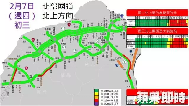 【國道路況】年初三湧出遊返崗潮最塞 下午北上實施高乘載
