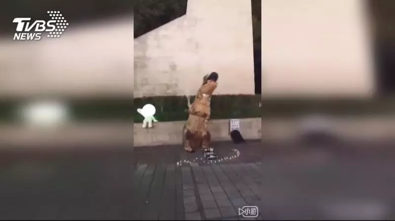 「扮恐龍賺學費」遭毆!16歲孝女「與爺爺相依為命」,隔天忍痛表演「一群民眾突然上前」感動眾人!