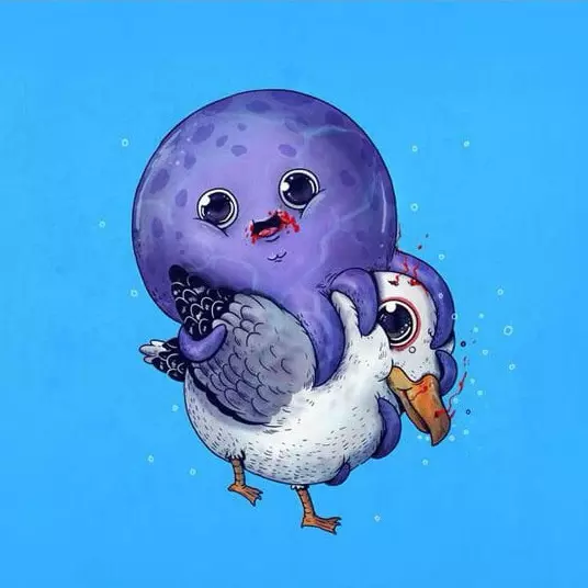 母湯啊! 11張用萌畫風包裝的「自然食物鏈」 動物笑到你心裡發寒 -