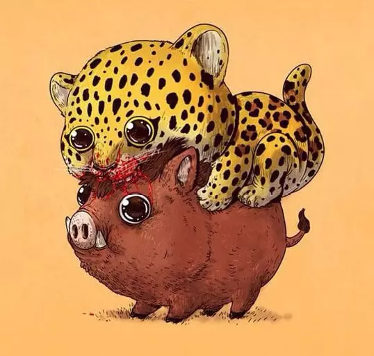母湯啊! 11張用萌畫風包裝的「自然食物鏈」 動物笑到你心裡發寒 -