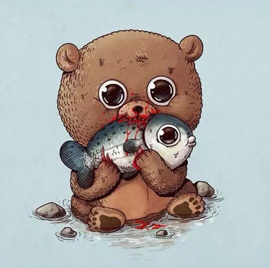 母湯啊! 11張用萌畫風包裝的「自然食物鏈」 動物笑到你心裡發寒 -