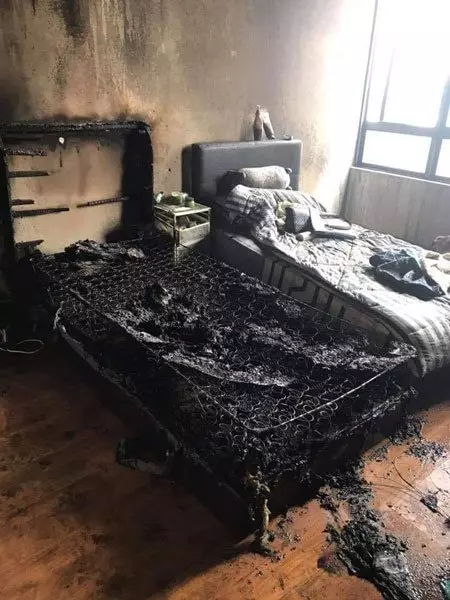 疑電源短路 吹風筒起火燒床 !