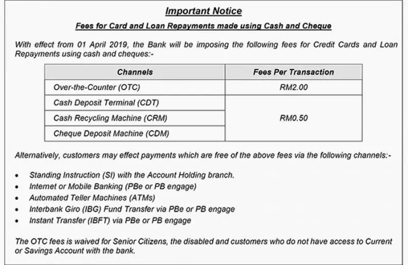 大眾銀行用戶注意了!2019年4月1日開始,這些用戶將被徵收額外費用!