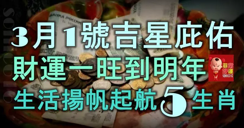 3月1號得吉星庇佑,財運一旺到明年,生活揚帆起航的5大生肖!