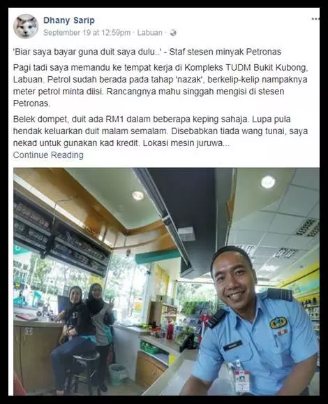 到油站添油,錢包只剩下3令吉!尷尬之際,油站員工一句話讓我流淚