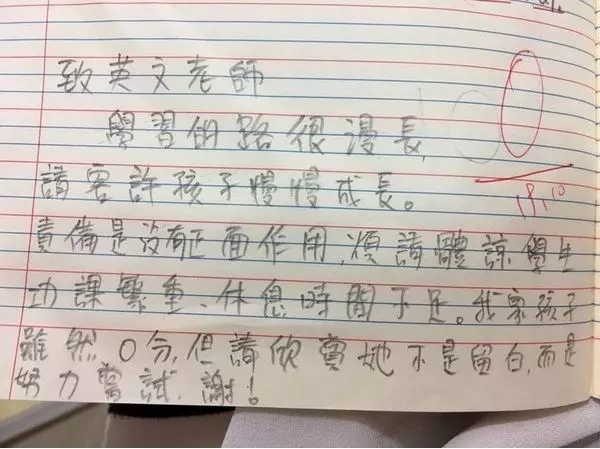 小一女「英文默寫0分」遭師羞辱!家長回「這一番話」讓網友大讚:比成績重要的有很多
