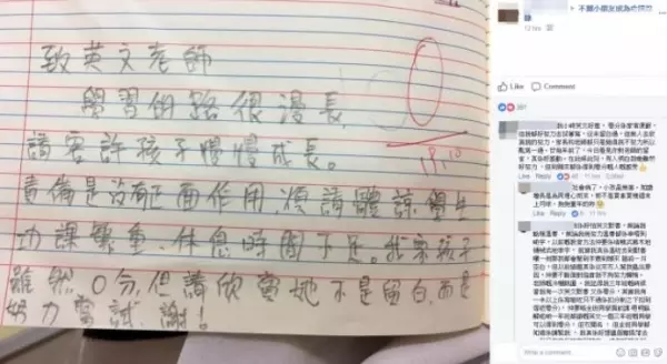 小一女「英文默寫0分」遭師羞辱!家長回「這一番話」讓網友大讚:比成績重要的有很多
