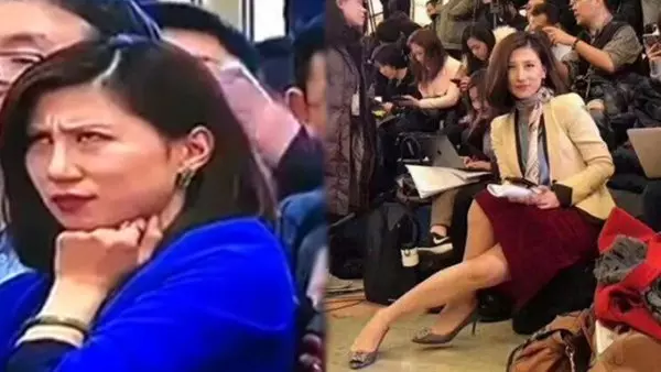 去年「翻白眼」爆紅,女記者這次秀美腿!