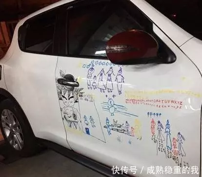 鄰居新車被女孩破壞,車主走近看到上面圖案,表示這輩子不會擦掉