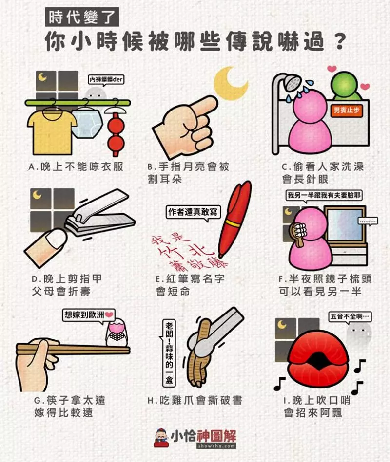指月亮會被割耳?一圖揭駭人「9大傳說」 網驚呆:全中