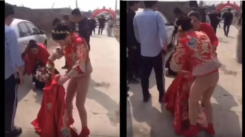 婚鬧玩過頭!新娘裙子被扯掉 , 氣炸怒摔「下空」走人 !