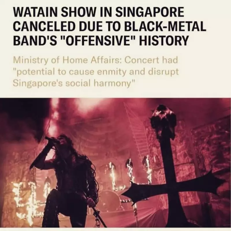 瑞典樂隊Watain計畫新加坡演出遭禁 竟發貼文怒懟還比中指!