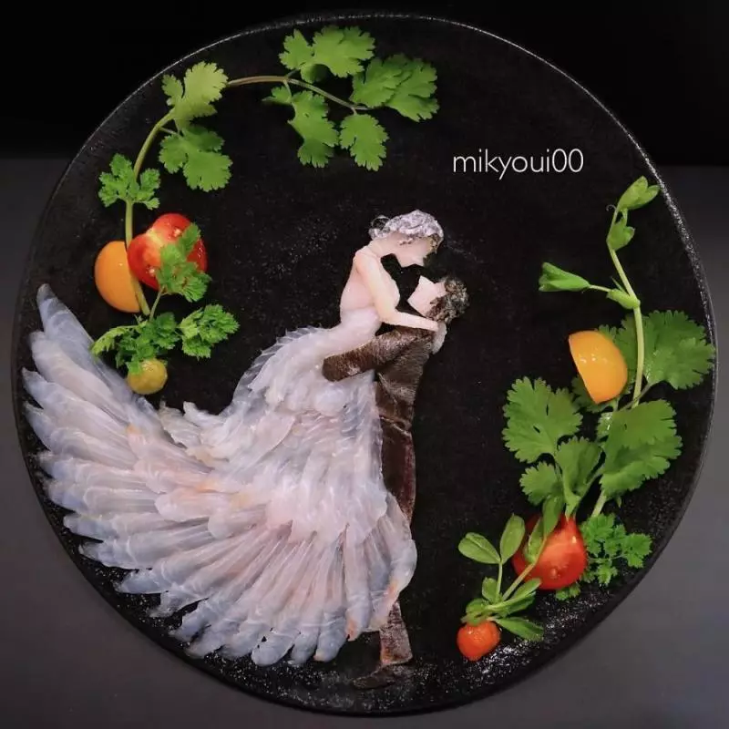 廚師把生魚片變成夢幻畫作!《小美人魚》「光澤鮭魚長髮」讓人又餓又捨不得吃啊