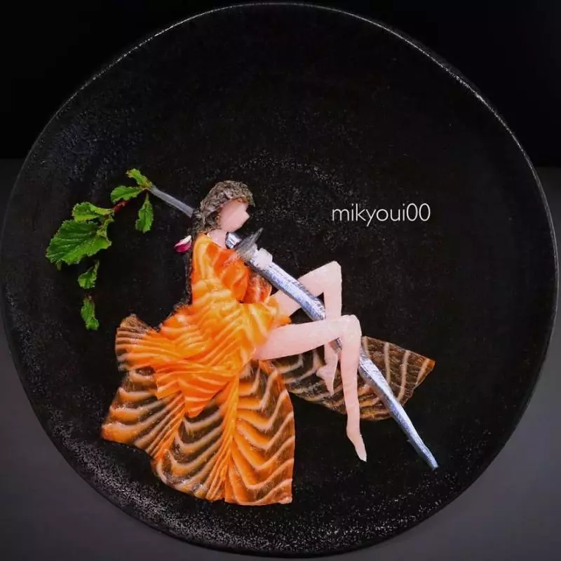 廚師把生魚片變成夢幻畫作!《小美人魚》「光澤鮭魚長髮」讓人又餓又捨不得吃啊