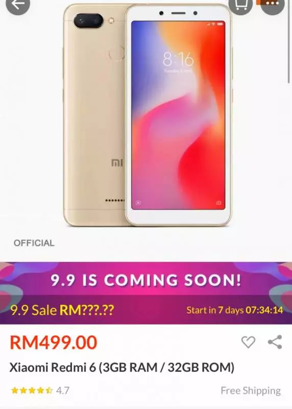 請注意!【KL最新黑心電話店】紅米6原價499賣899幾十塊的64GB記憶卡竟賣499