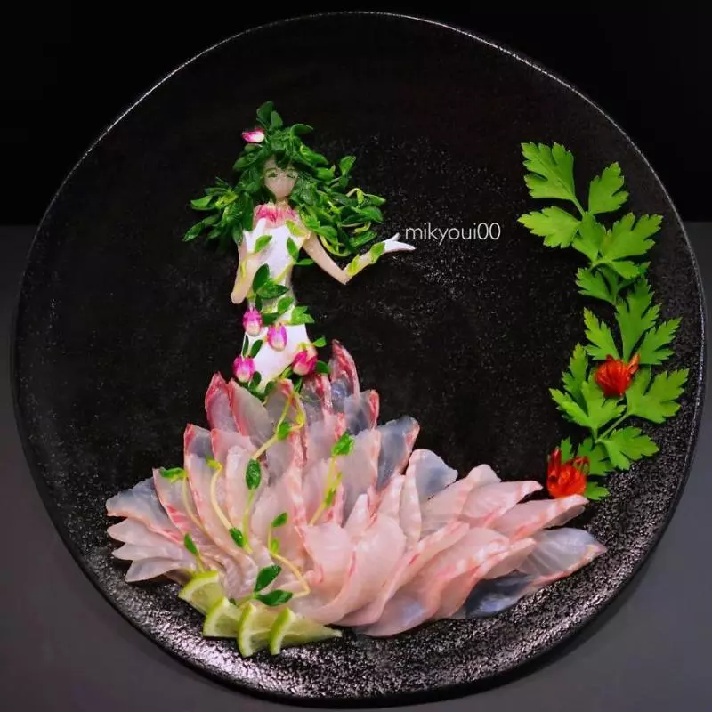 日本爸爸為哄兒子吃飯「把生魚片變成夢幻畫作」!看到神話中「史詩級巨龍」30萬人讚爆:捨不得吃