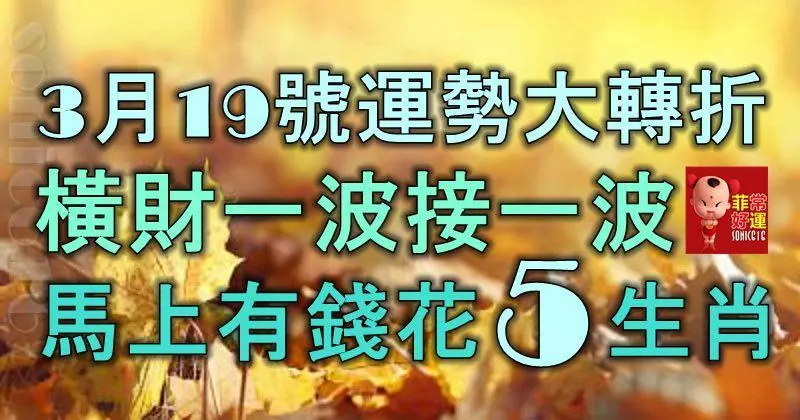 3月19號開始,運勢大轉折,橫財一波接一波,馬上有錢花的5大生肖!