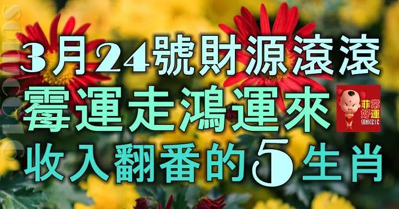 3月24號起,財源滾滾,霉運走鴻運來,收入翻番的5大生肖!