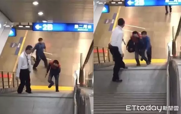 影/驚險畫面曝光!英勇神秘男「背後霸氣一拳」 台鐵持刀男秒被打趴