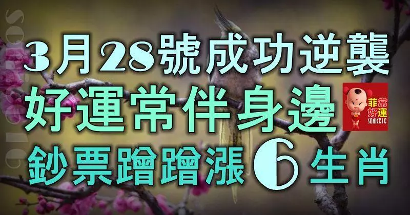 3月28號起成功逆襲,好運常伴身邊,鈔票蹭蹭漲的6大生肖!