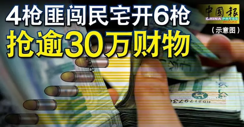 4槍匪闖民宅開6槍 搶逾30萬財物