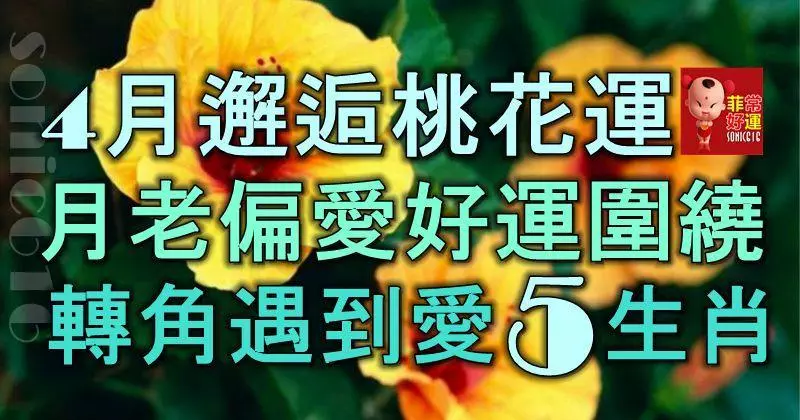 4月邂逅桃花運,月老偏愛、好運圍繞,轉角遇到愛的5大生肖!