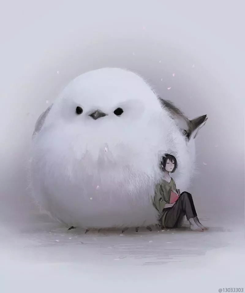 大隻版一樣可以萌! 30個「巨大化動物插圖」躺肚肚超療癒❤