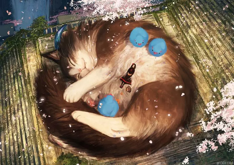 大隻版一樣可以萌! 30個「巨大化動物插圖」躺肚肚超療癒❤