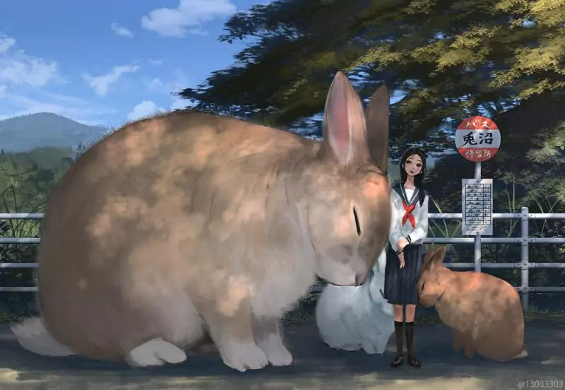 大隻版一樣可以萌! 30個「巨大化動物插圖」躺肚肚超療癒❤
