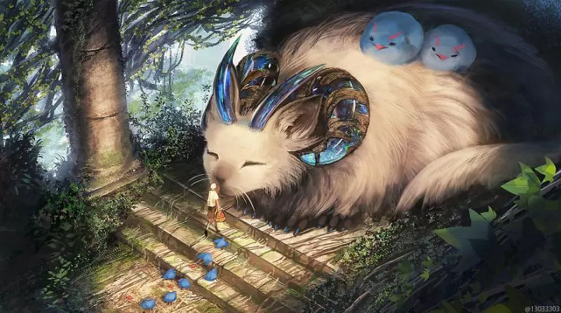 大隻版一樣可以萌! 30個「巨大化動物插圖」躺肚肚超療癒❤
