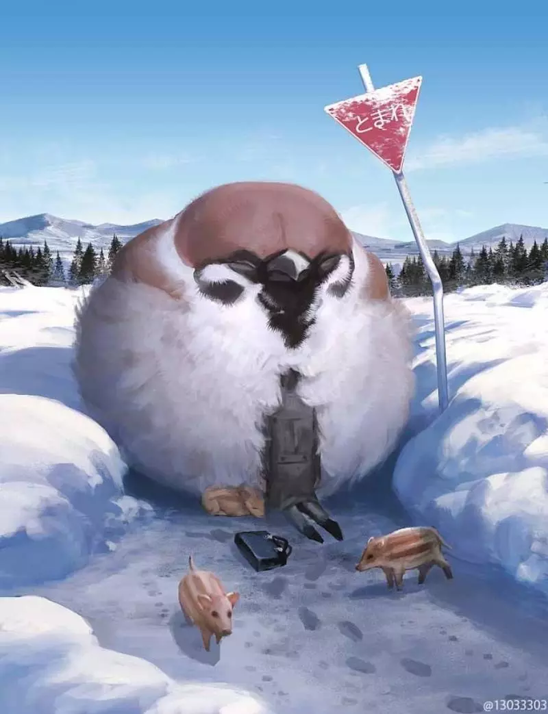 大隻版一樣可以萌! 30個「巨大化動物插圖」躺肚肚超療癒❤