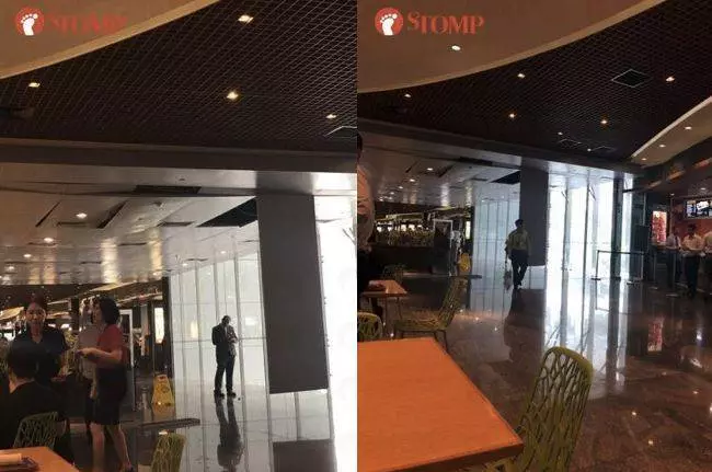 新加坡商場的天花板突然炸裂!「砰」的一聲巨響後,滿地都是碎片 !