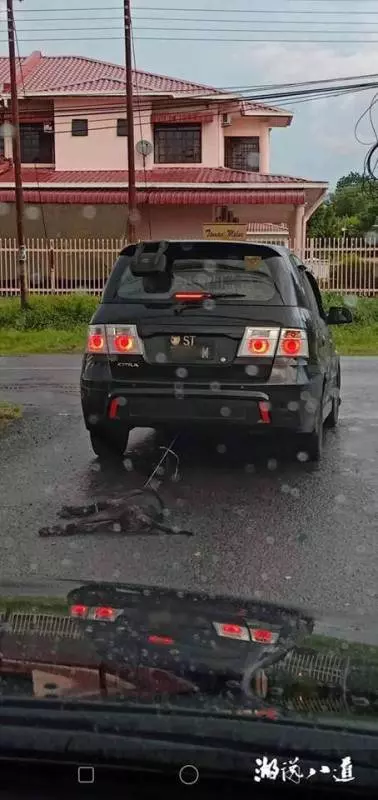 【連同胞都罵他Bodoh!】把狗狗綁在車後拖行,變態佬編『超荒謬理由』說沒錯, 最後還搞到警車來!