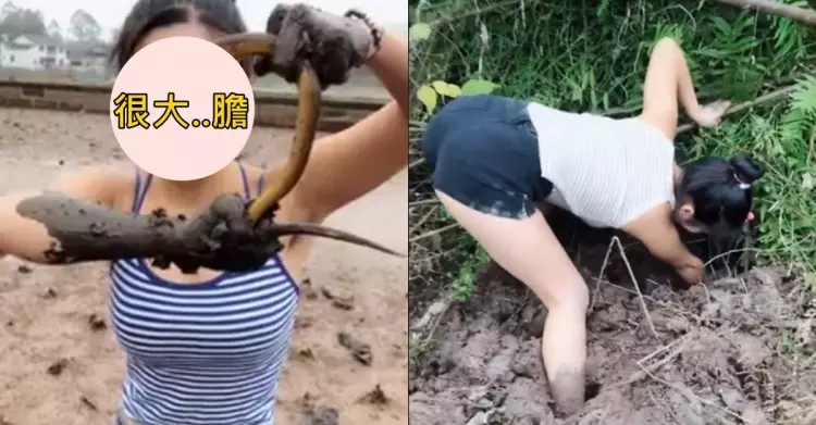 辣妹網紅徒手捕魚超敢穿!她「脖子紅領巾」竟被中國通緝抓去關...原因曝:玻璃碎光!
