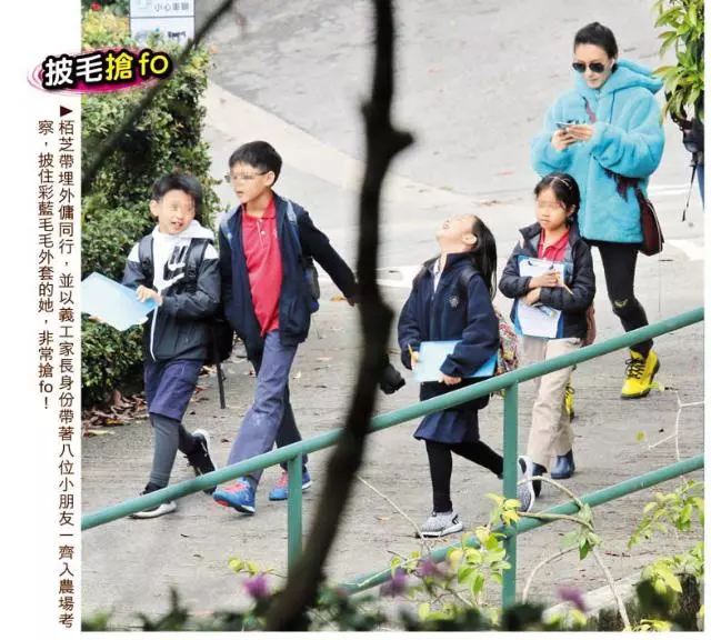 張柏芝兒子越長越像謝霆鋒,野外活動被女同學圍追超受歡迎!