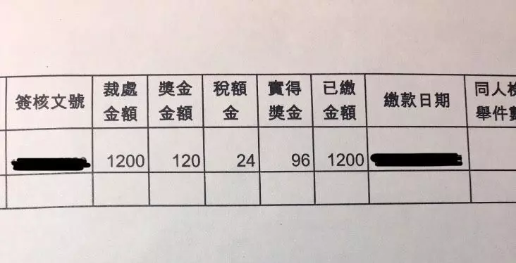 大家覺得可以嗎?亂丟菸蒂「檢舉獎金實領收據」曝光...心先涼一半:要不要算匯費?