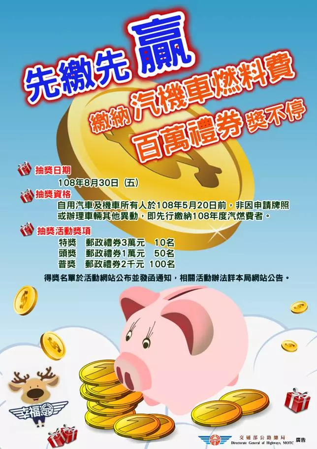 自願提前繳納汽燃費 抽獎活動開跑