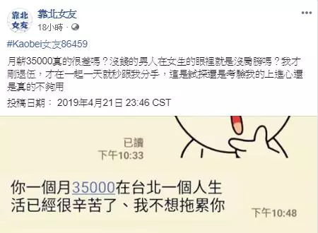 才交往一天!被女友嫌棄「35K月薪不夠用」 他爆氣教訓「讓對方秒安靜」網笑倒:最後一句太猛