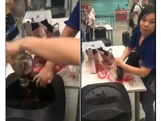 可以買卻不准帶!帶免稅酒登機竟然被攔 ! 女霸氣全倒掉!不然都便宜機場工作人員了!